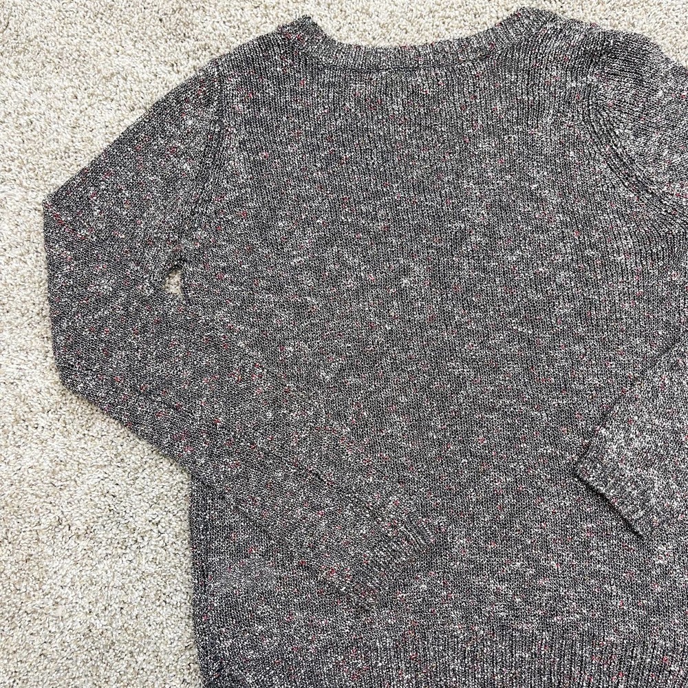 Sam Edelman Slub V-Neck Top Long Sleeve Pullover Hi-Low Rib Sweater Gray Small - Picture 5 of 11